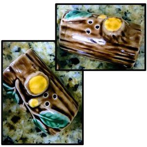 Vintage wooden logs salt shaker set